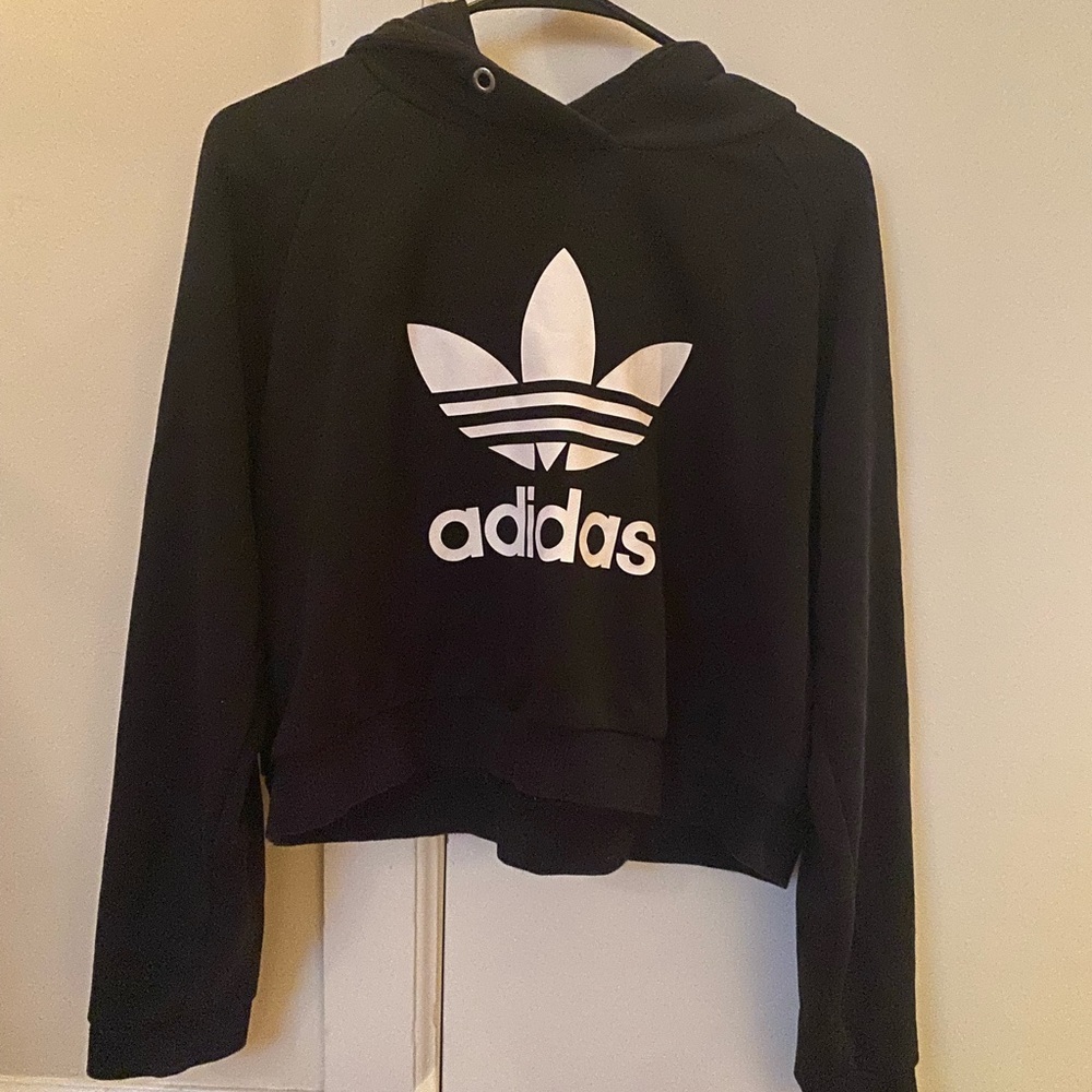 adidas Black Hoodie with White Trefoil Logo